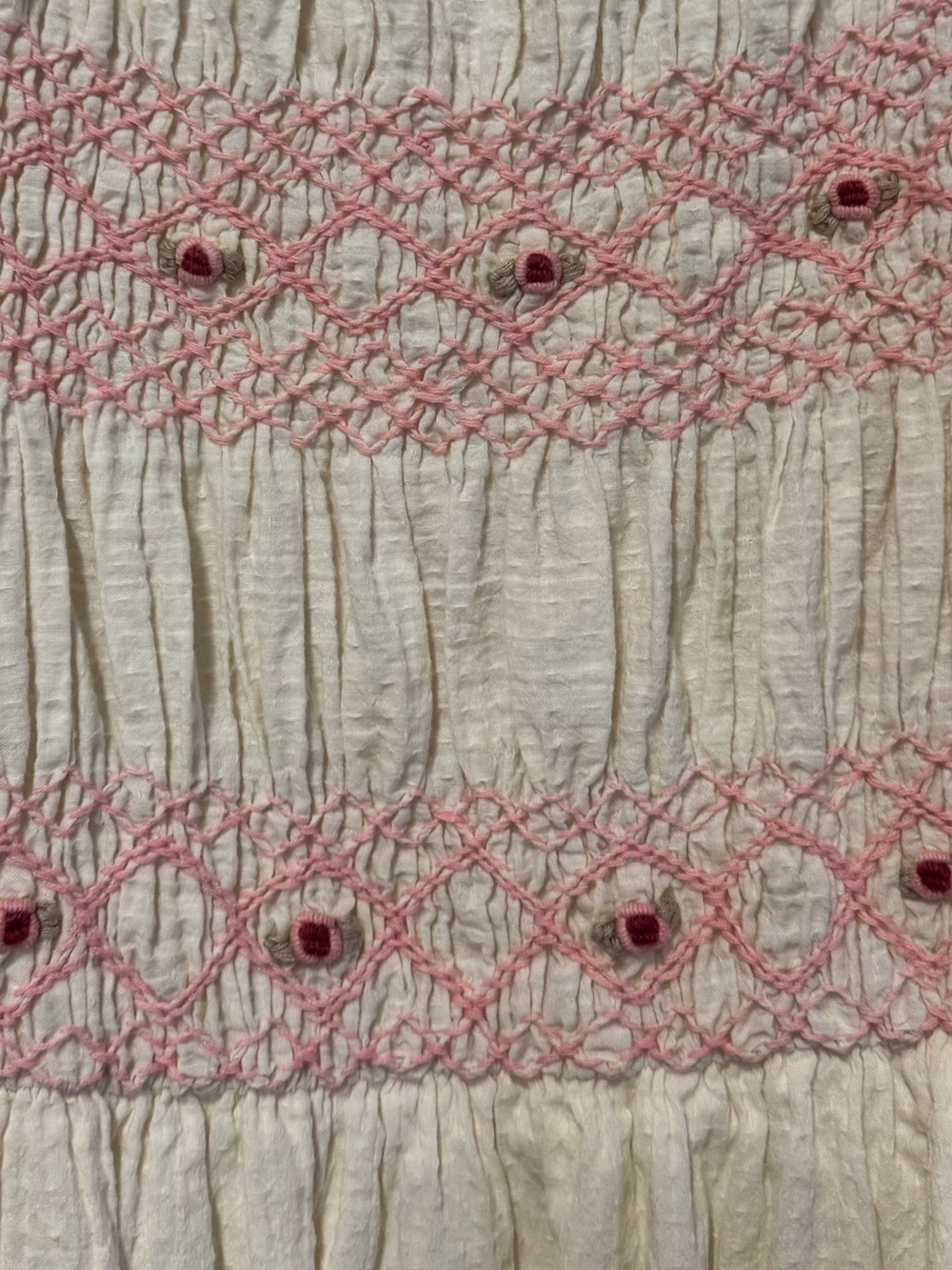 Ivy City Co. Liesl Dress Cream Pink Embroidered Smocked Puff Sleeve XL - Picture 3 of 5